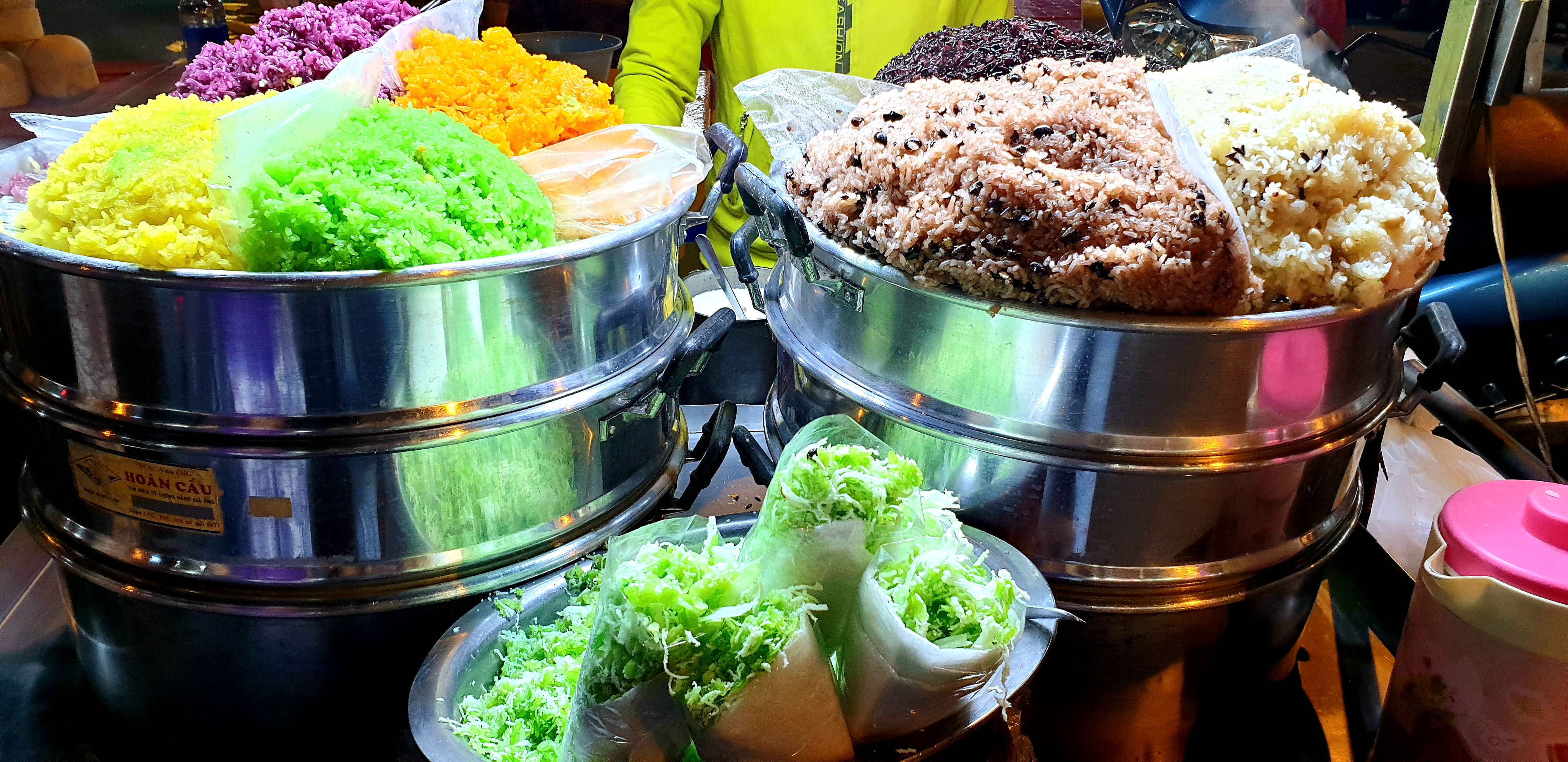 street food vietnam, colored rice